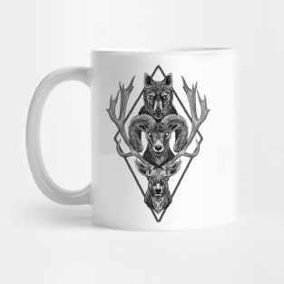 Wolf Ram Hart (B&W) Mug